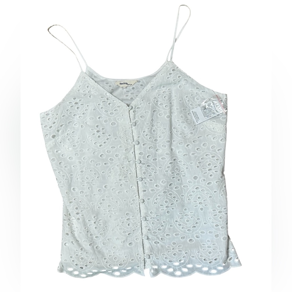 New With Tags—Rocks & Indigo—White Eyelet Blouse—Size Large